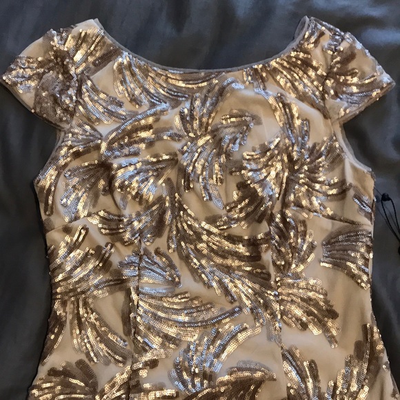 NWT Adrianna Papell Gold Sequin Dress - Picture 2 of 4